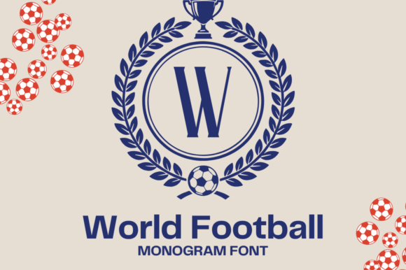 World Football Monogram Font for Athletic Crafts